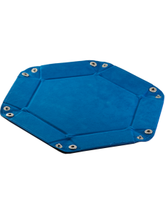 Piste de dés pliable hexagonale couleur noire et bleu 27 x 25 cm 2
