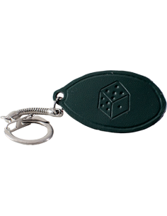 Porte-clés en cuir véritable représentant un dé avec 6 faces