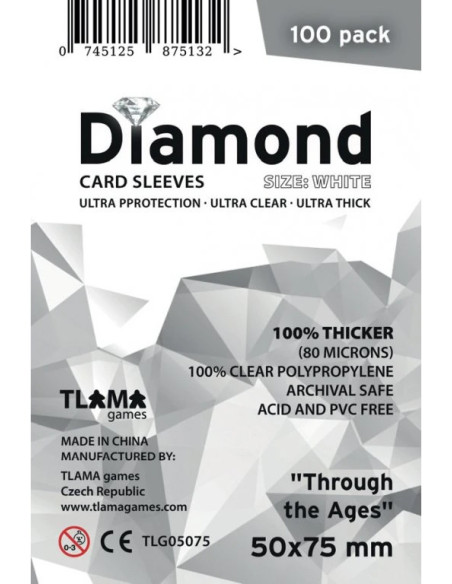 Sleeves Diamond White 50x75 mm